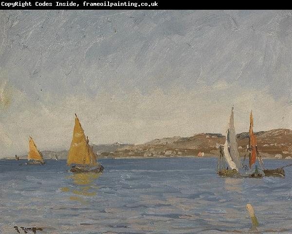 Julius Ludwig Friedrich Runge Segelboote vor der Kuste an einem Sonnentag